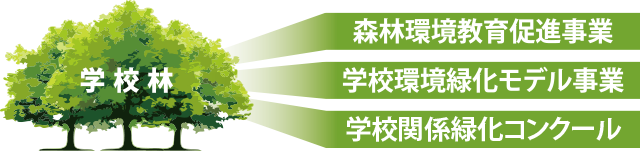 学校林~森林環境教育促進事業~~学校環境緑化モデル事業~~学校関係緑化コンクール~