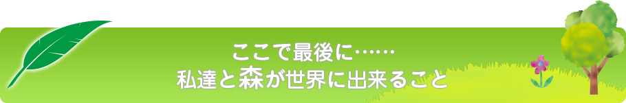 最後に私達と森が世界に出来ること